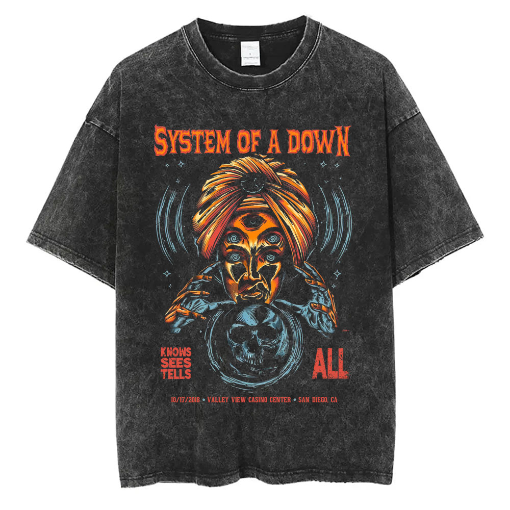 Kurzarm-Rundhals-Y2K-T-Shirt für Herren, Kleidung, neu in Top und T-Shirts, Herren-T-Shirt, gewaschenes Vintage-System mit einem Daunen-Logo-Druck