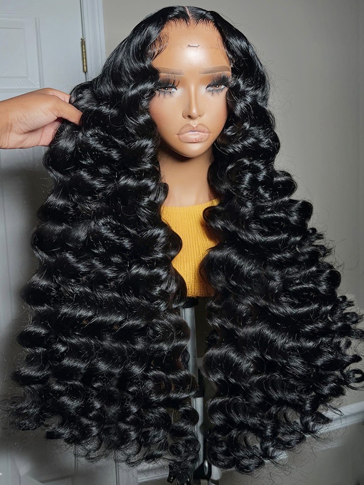 Peruca de Cabelo Humano SmilegirlHD 13x6 com Ondas Naturais Soltas, 250% Transparente, 30-40 Polegadas, Peruca Frontal de Renda 13x4 com Ondas Profundas