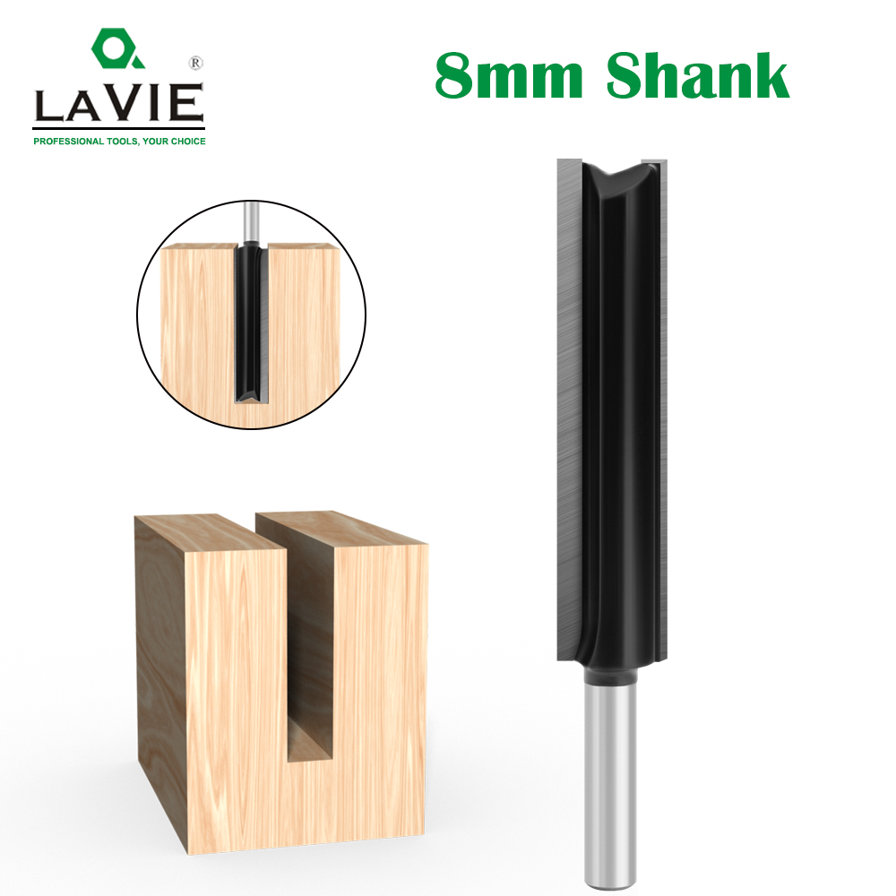 LAVIE 1PC Fresa Reta Longa de Haste 8mm 8*16*76mm para Corte e Acabamento de Madeira C0800216