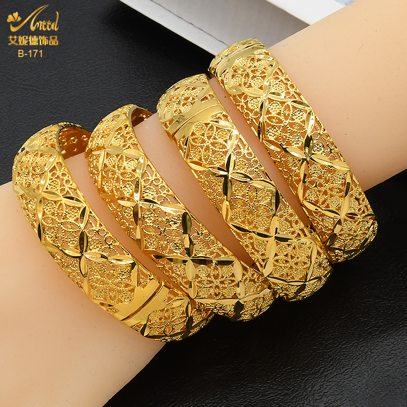 ANIID Dubai 24K vergoldet Schmuck Armreif Hochzeit Party Geschenke Arabisch Frauen Armbänder Indische Armreif Charme Armbänder Großhandel