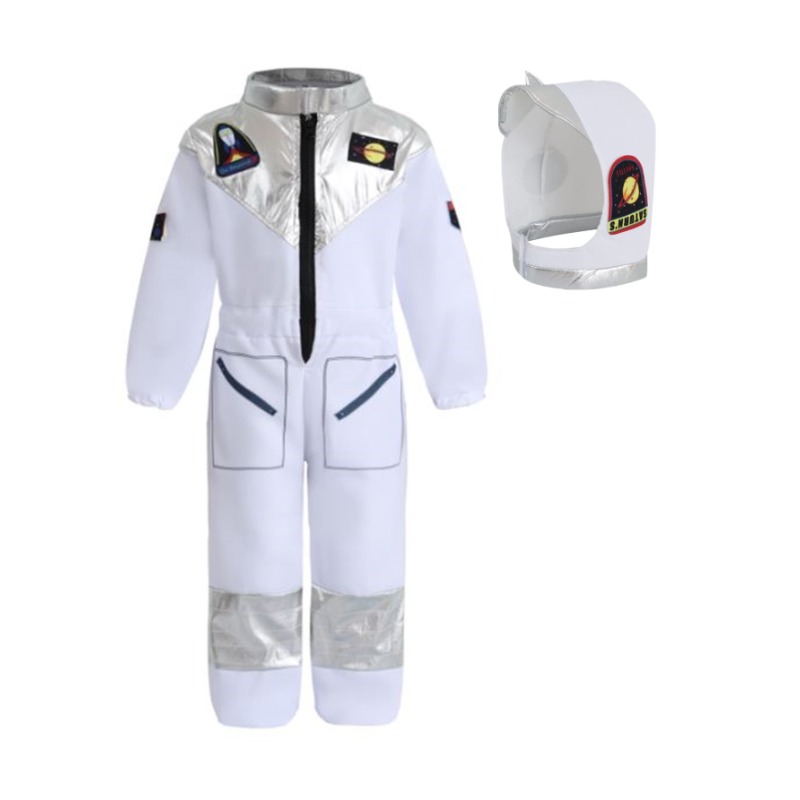 Fantasia de cosplay de astronauta de desenho animado para menino, macacão e chapéu de uma peça para Halloween, roupa infantil para festa de carnaval