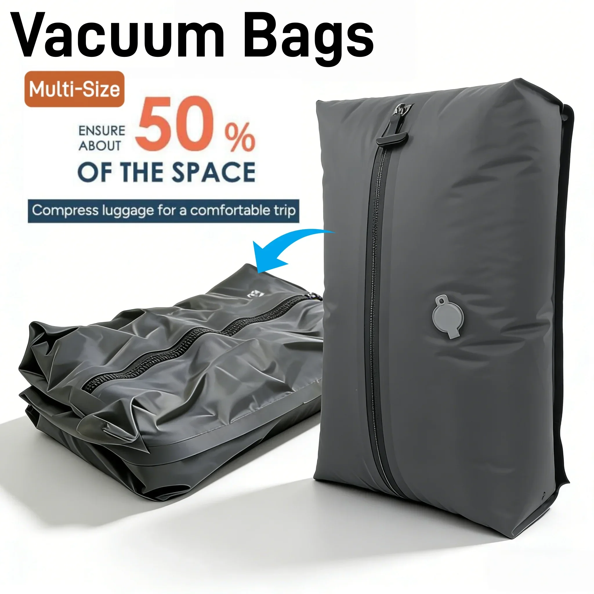 Sacos de Compressao a Vacuo TPU (9L-41L), Impermeaveis IP67, Material TPU Grau Alimentar + Camada de Tecido nao Tecido, Reutilizavel 50+ Vezes, Economia de Espaco para Viagem e Casa, Bomba nao Incluida