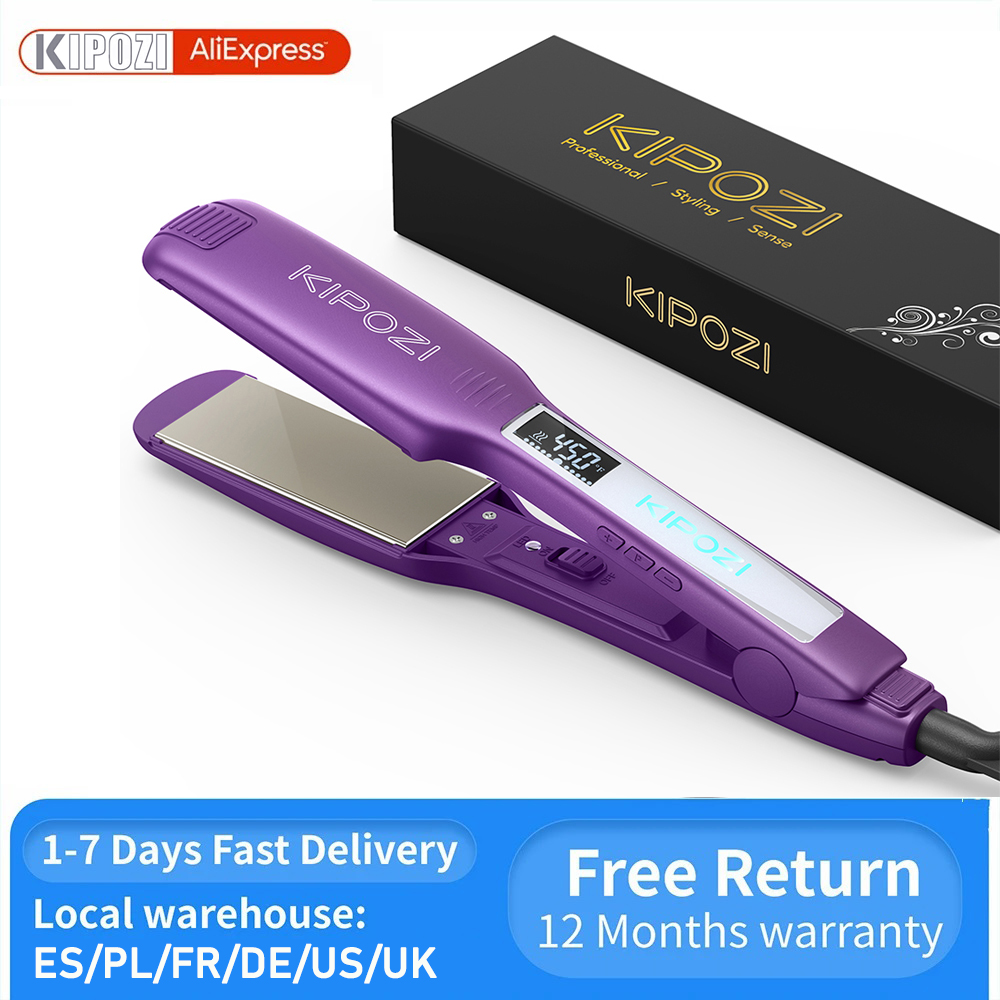 Kipozi Professionele Stijltang Titanium Platte Ijzer Met Digitale Lcd-Display Dubbele Spanning Instant Verwarming Krultang Cadeau