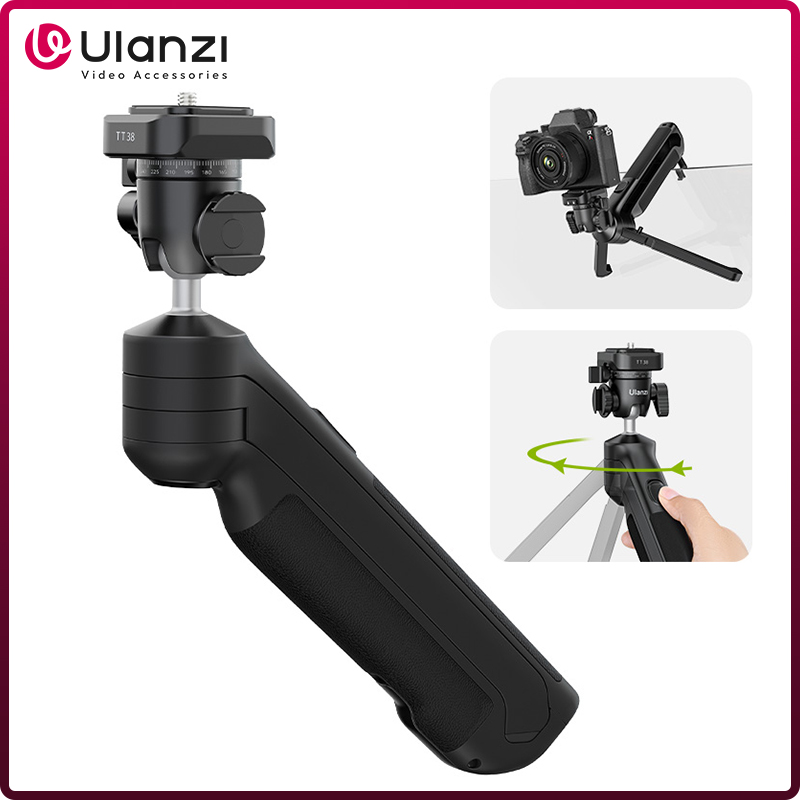 Ulanzi VlogPod TT38 Tripod with Quick Release Plate DSLR Camera Handle Desk Tripod for Livestreaming Following Shot Selfie Vlog