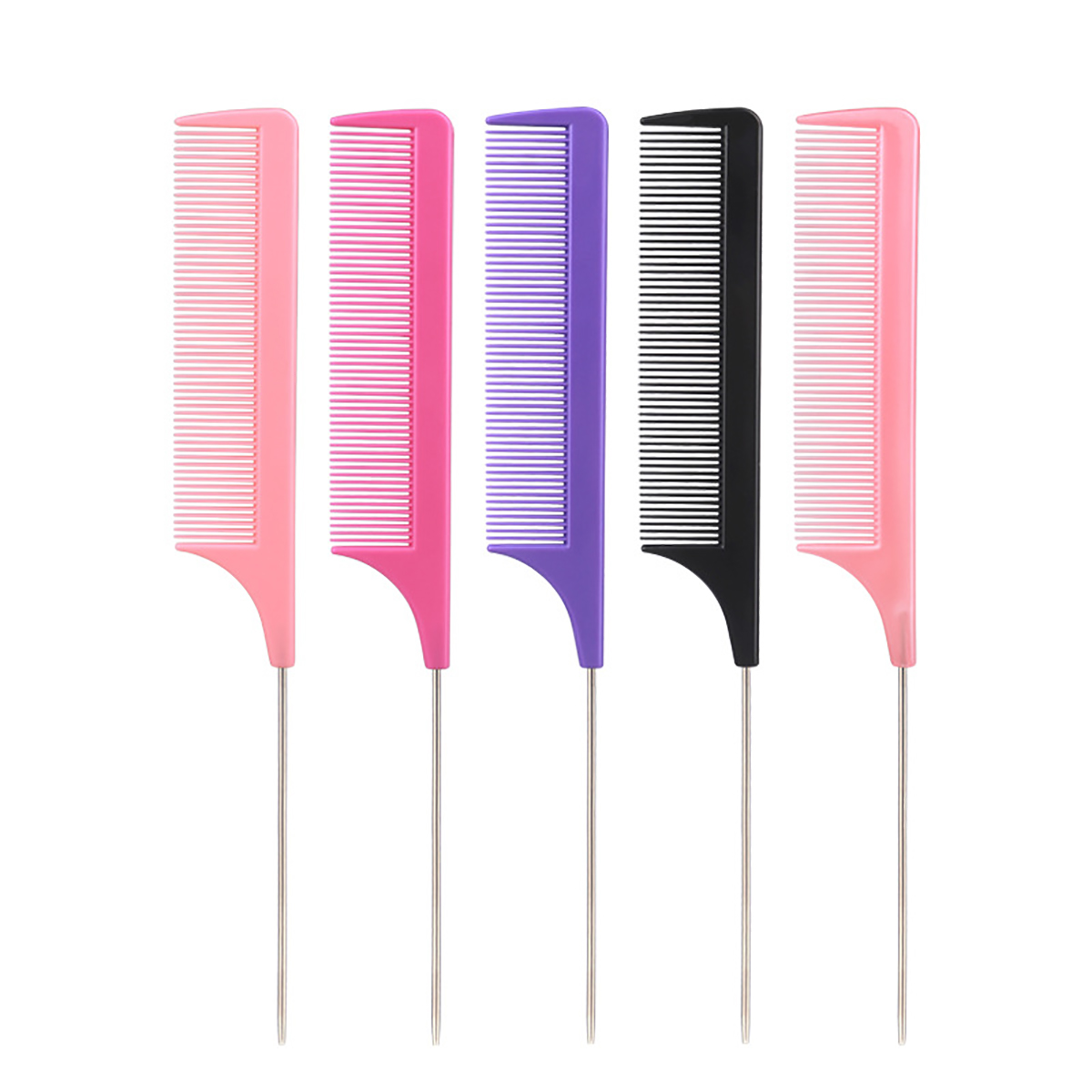 1pc プロフェッショナル尖ったテールコームサロンヘアスタイリングステンレス鋼帯電防止染色ヘアコーム特別な本物の髪かつら