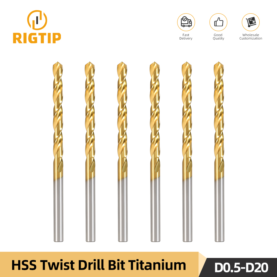 Спиральное сверло RIGTIP HSS, титановое сверление, высококачественный набор инструментов из нержавеющей стали 6542, сверло по металлу, нержавеющая сталь 1,0-1,0 мм