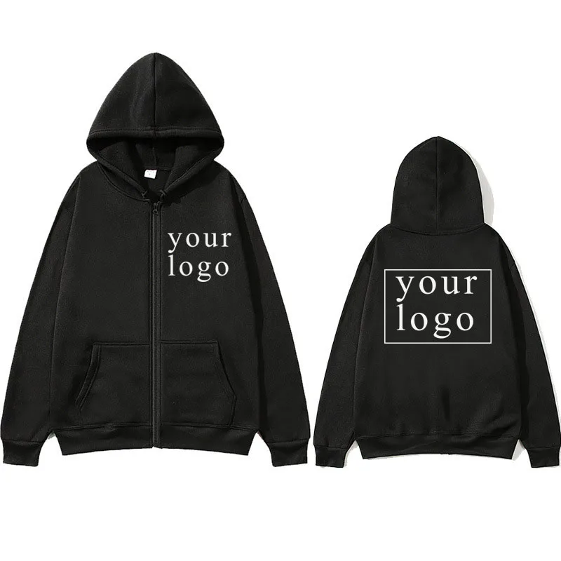 2024 nueva moda tu propio diseño marca Logo/imagen personalizada en cualquier lugar hombres mujeres DIY cremallera cardigan Sudadera con capucha