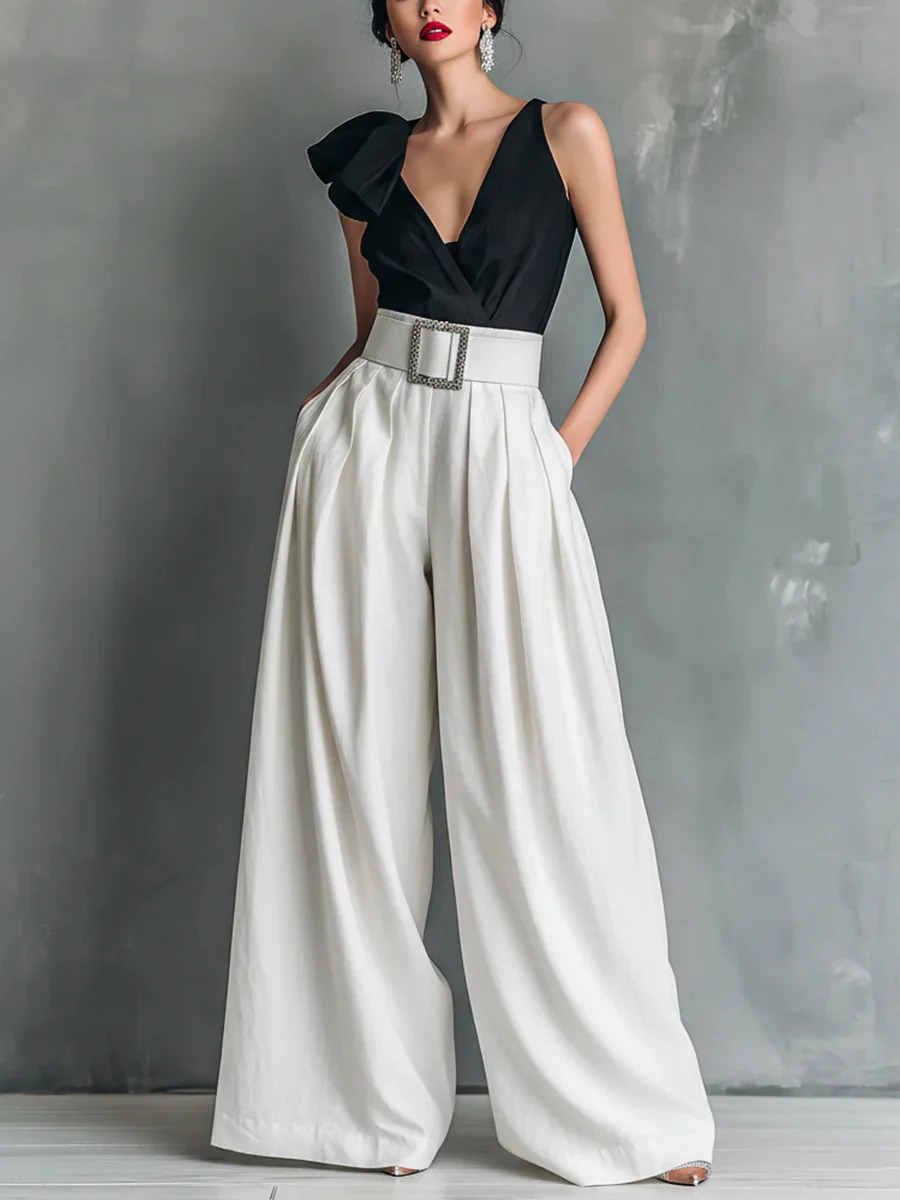 Spring/Summer 2026 High-Waist Loose Solid Color Fashionable Casual Pants for Office Versatile Stylish New Arrival