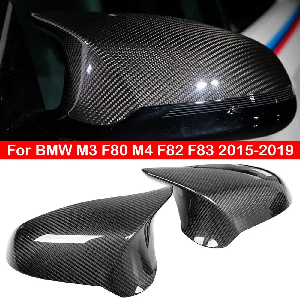 Para BMW M3 F80 M4 F82 F83 2015-2019 LHD cubierta de espejo retrovisor lateral de fibra de carbono Real tapa de ala puerta Exterior caja de visión trasera embellecedora