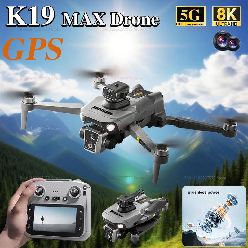 Caméra HD 8K pour drone K19 Max avec 360 ° Évitement d'obstacles Laser 5G GPS sans balais pour la photographie aérienne Airdrop RC Drone jouets pour adultes