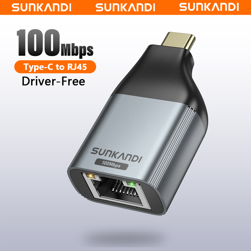 SUNKANDI USB C to Ethernet Adapter, 1Gbps Gigabit RJ45 to Type-C, ใช้งานร่วมกับ MacBook Pro/Air, iPhone 16, iPad, XPS, แล็ปท็อป