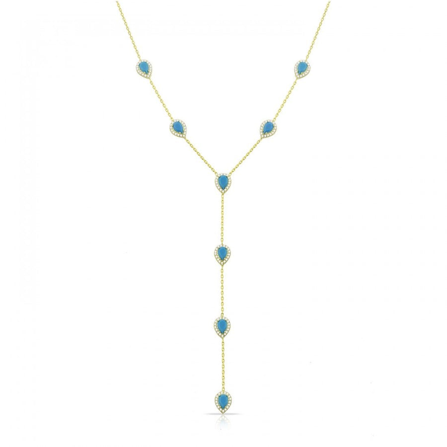 Placcato oro rosso blu verde bianco lacrima goccia fascino catena a maglie lunghe donne Sexy Y Lariat collana gioielli di moda