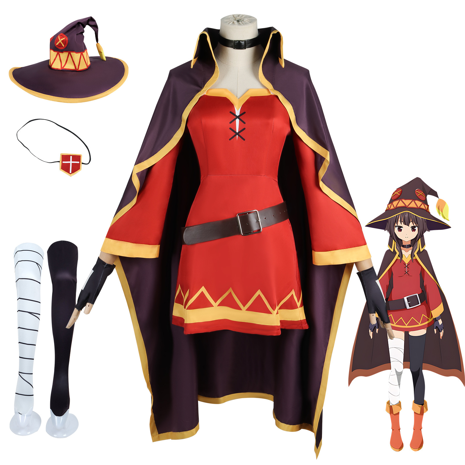 Anime Megumin Cosplay Kostüm Frauen Zauberin Kleid Outfits Megumin Cos Perücke Halloween Cos Kostüme