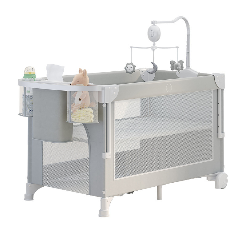 Cama de bebé, cunas portátiles para bebé con mesa de pañales, cuna para dormir para bebé, parque infantil multifuncional