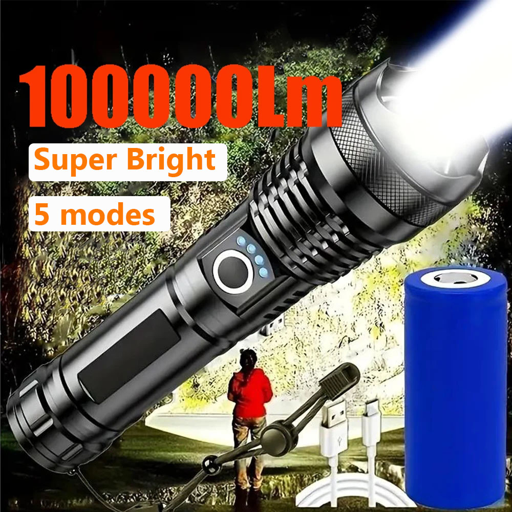 ハイパワー LED 懐中電灯充電式トーチ戦術的なランタン超強力な懐中電灯 USB 充電屋外