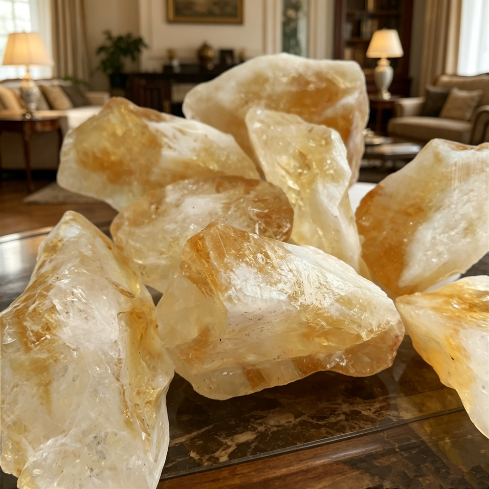 Kualitas Tinggi Alami Brasil Citrine Diproses Citrine Kasar Batu Mineral Spesimen Koleksi Dekorasi Rumah dan DIY Hadiah
