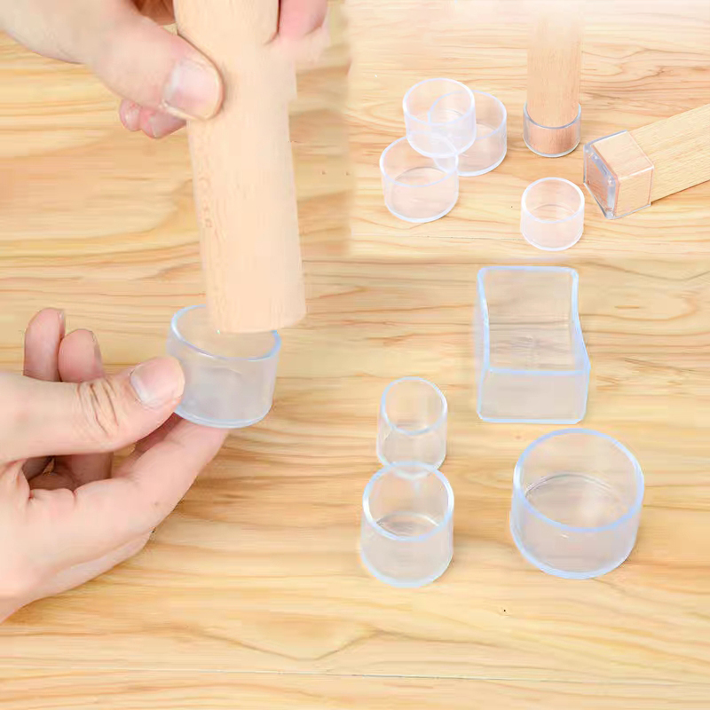 4 Uds. Cubierta para patas de silla de silicona transparente cuadrada/redonda, tapas antideslizantes para pies de muebles, patas niveladoras para muebles, tapón para agujeros, cubierta antipolvo