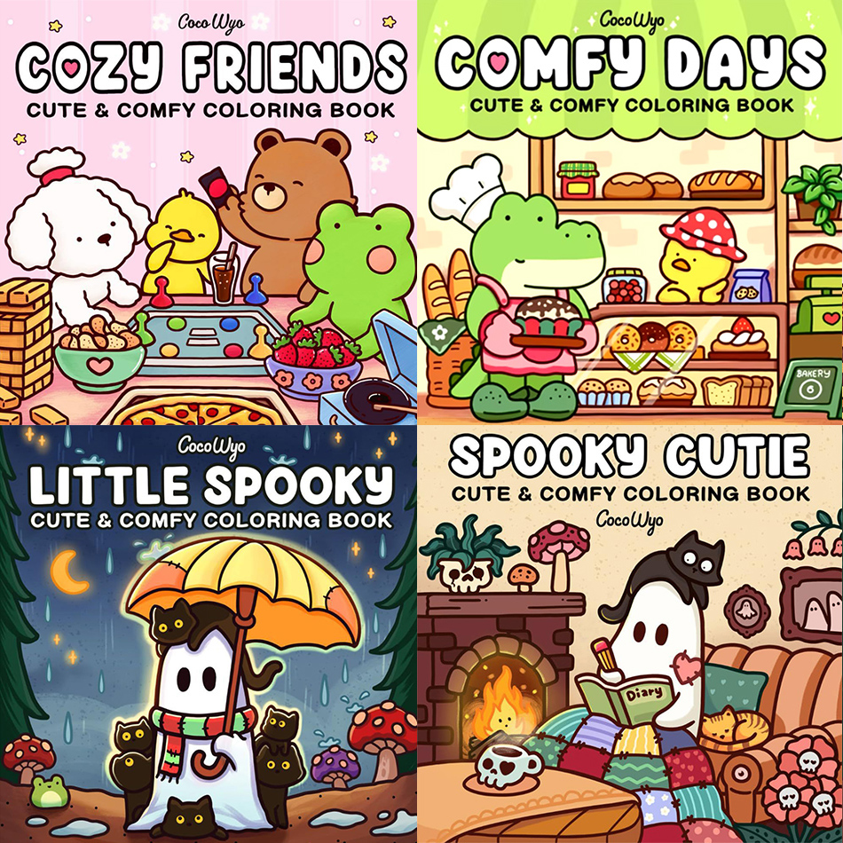 Libro para colorear de Amigos acogedores para adultos y adolescentes, libro para colorear de Halloween con adorables criaturas espeluznantes para regalos de Halloween