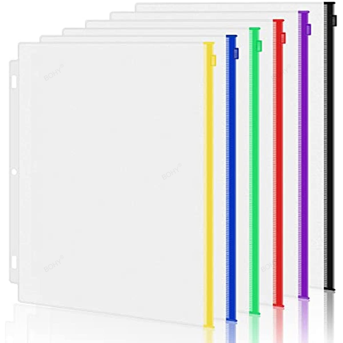 Carpeta con bolsillos A5 A6 A7, 6 uds., carpetas con cremallera para cuaderno de 6 anillas, bolsillo impermeable para archivar documentos de hojas de PVC