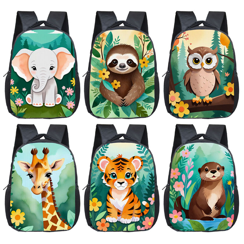 Aquarell Tiere Kinder Rucksack Cartoon Giraffe Eule Panda Koala Baby Schult aschen Kleinkind Kindergarten Rucksäcke Bücher tasche