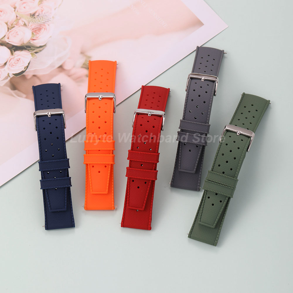 Pulseira de Relógio de Silicone Macio e Respirável 20mm 22mm com Liberação Rápida à Prova d'Água para Acessórios de Relógio Masculino