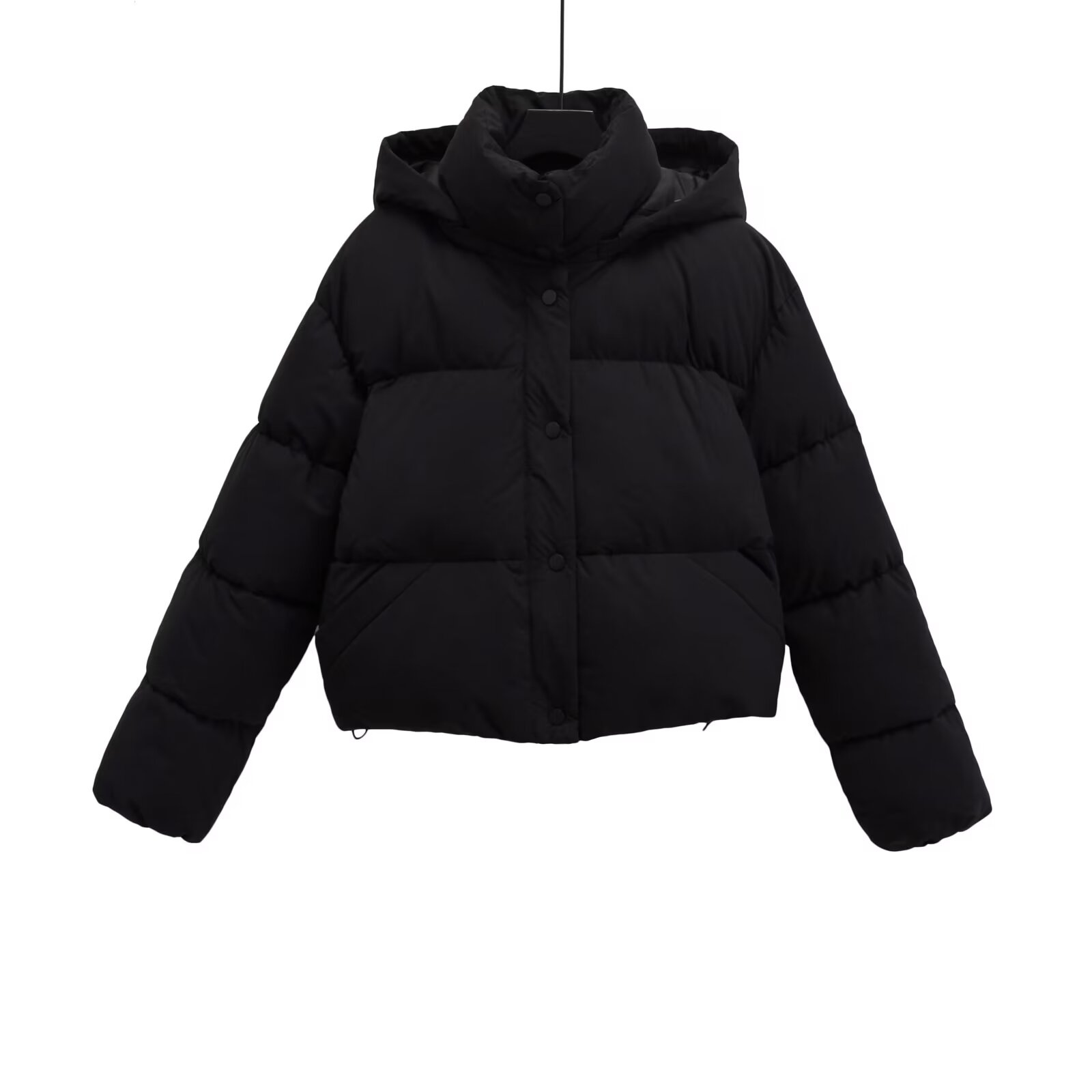 2025 outono novas roupas femininas moda casual simples versátil emagrecimento gola com capuz puffer jaqueta curto outerwear