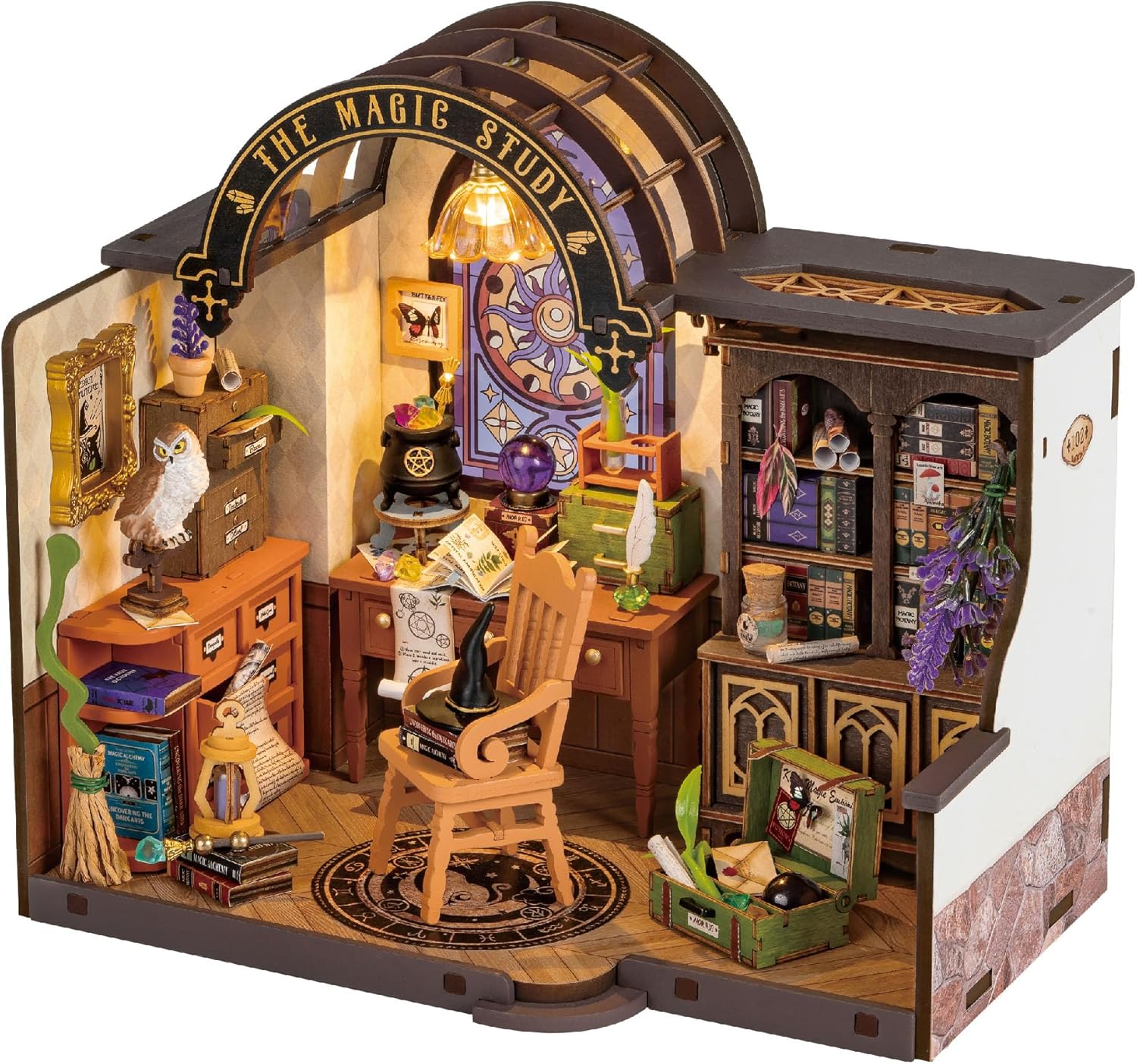 Robotime Rolife magiczne studium DIY miniaturowy dom z wieloma magicznymi notatkami dekoracja domku dla lalek 3D drewniane Puzzle DG166