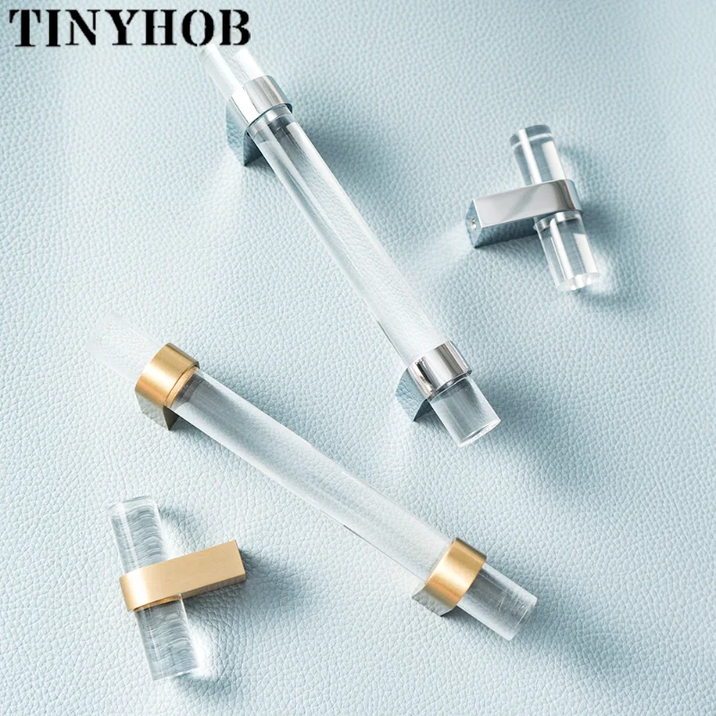 Tinyhob Acryl + Kopermeubelen Handgrepen En Knoppen Voor Keukenkasten Lade In Kast Trekt Garderobe Gouden Decoratieve Knop