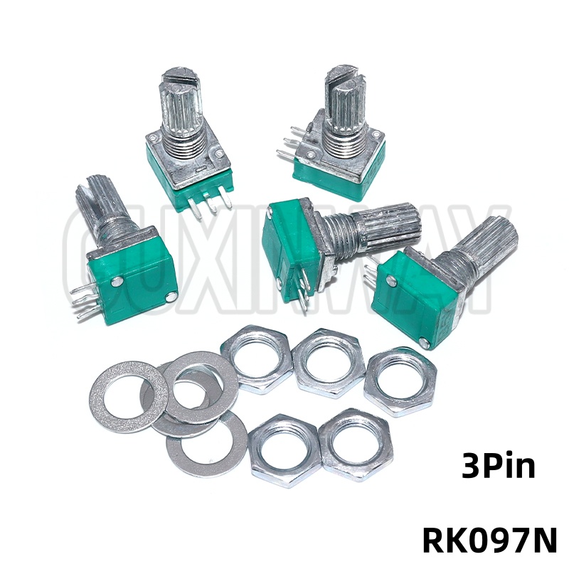 5 SZT. Potencjometr 3-pinowy RK097N B100K B1K B5K B10K B20K B50K B500K Potencjometry RK097 Wzmacniacz Audio Uszczelnienie
