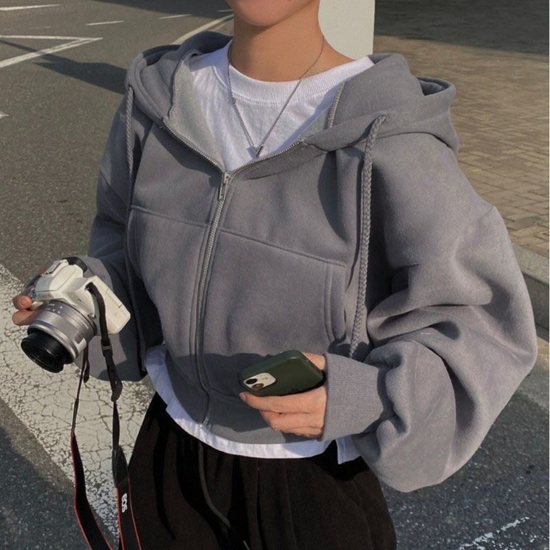 Outono inverno com capuz hoodies feminino casual streetwear zip up sweatshirts jaquetas de manga longa harajuku y2k colheita topos capuz camisa