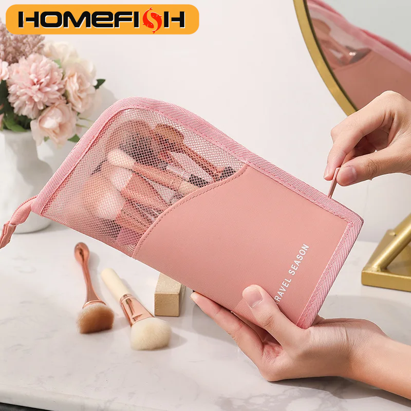 Bolsa de Cosméticos Transparente con Cierre para Mujer, Bolsa de Maquillaje de Viaje, Organizador de Brochas de Maquillaje, Bolsa de Aseo