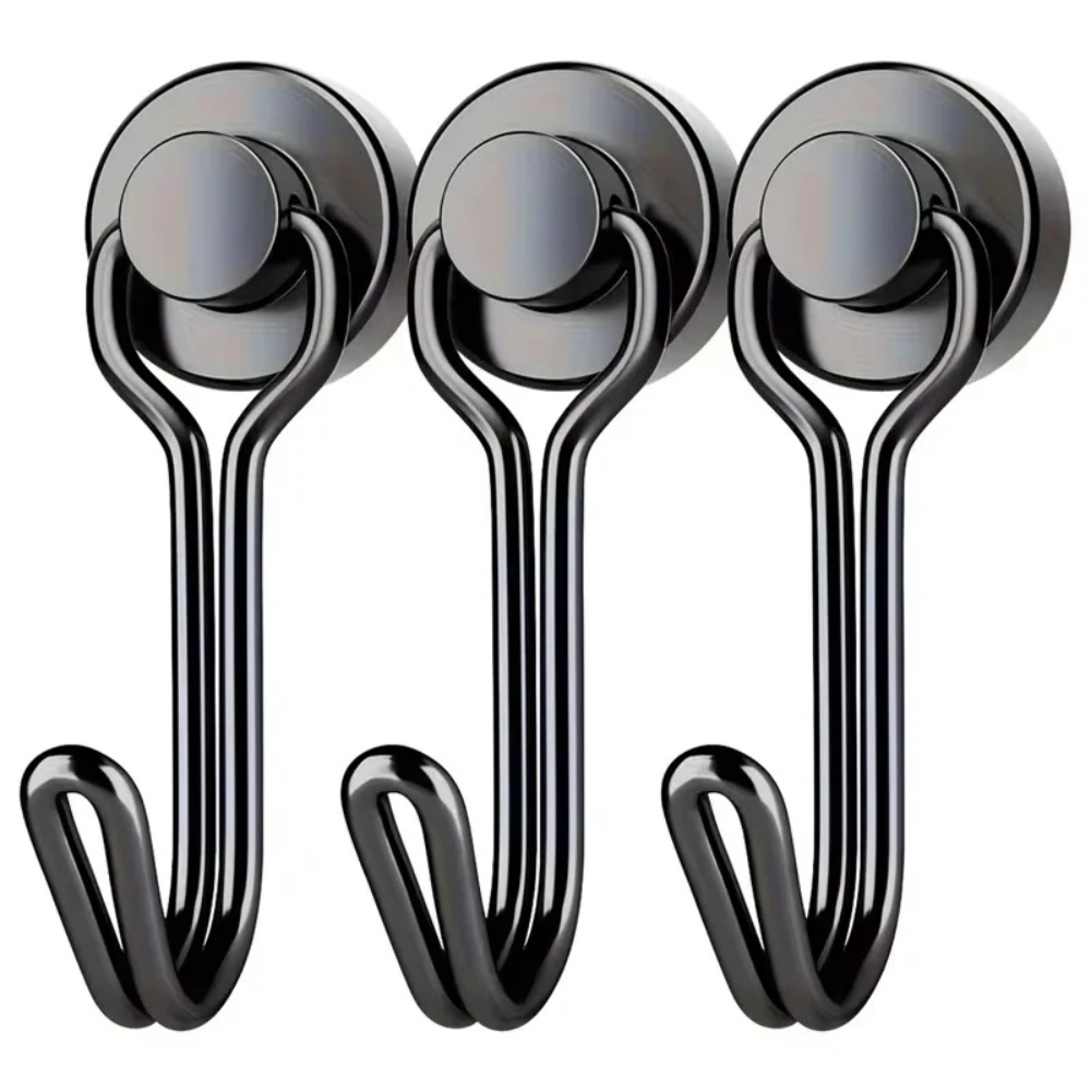 3/6/12 Stück schwarze Magnethaken, robuste Neodym-Seltenerd-Magnetaufhänger, extra starke Magnete mit Haken zum Aufhängen