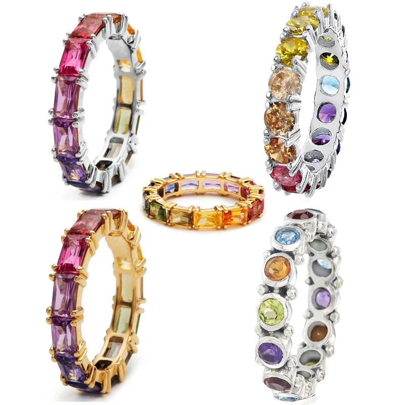 Anello da donna color arcobaleno Xuan, moda semplice, leggero, lusso, accessori per la palla, commercio all'ingrosso di gioielli da indossare ogni giorno