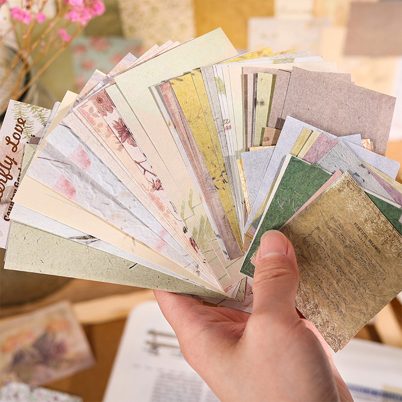 60 Hojas de Papel Vintage de Diferentes Tamaños, Textura Artística Vintage, Papel Decorativo para Diario y Fondo