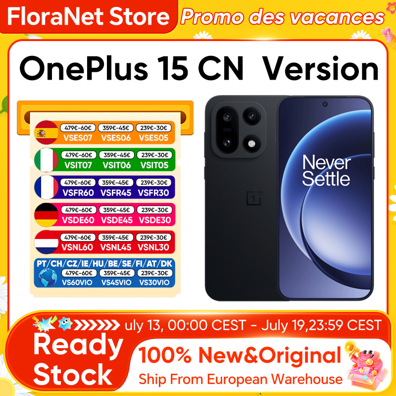Smartphone OnePlus 15 5G, Snapdragon 8 Gen 5, écran AMOLED 6,78 pouces 165 Hz, 7300 mAh, 120 W, triple appareil photo 50 MP