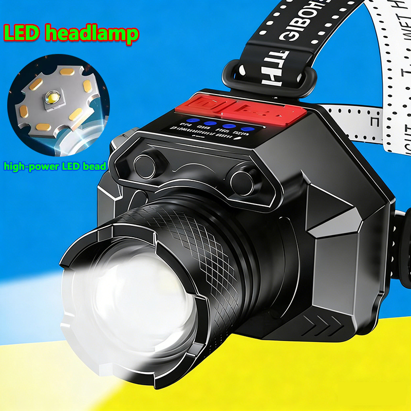 Linterna frontal láser blanca TYPE-C, faros recargables, luz de emergencia para trabajo nocturno, linterna para acampar al aire libre, lámpara para cabeza de pesca