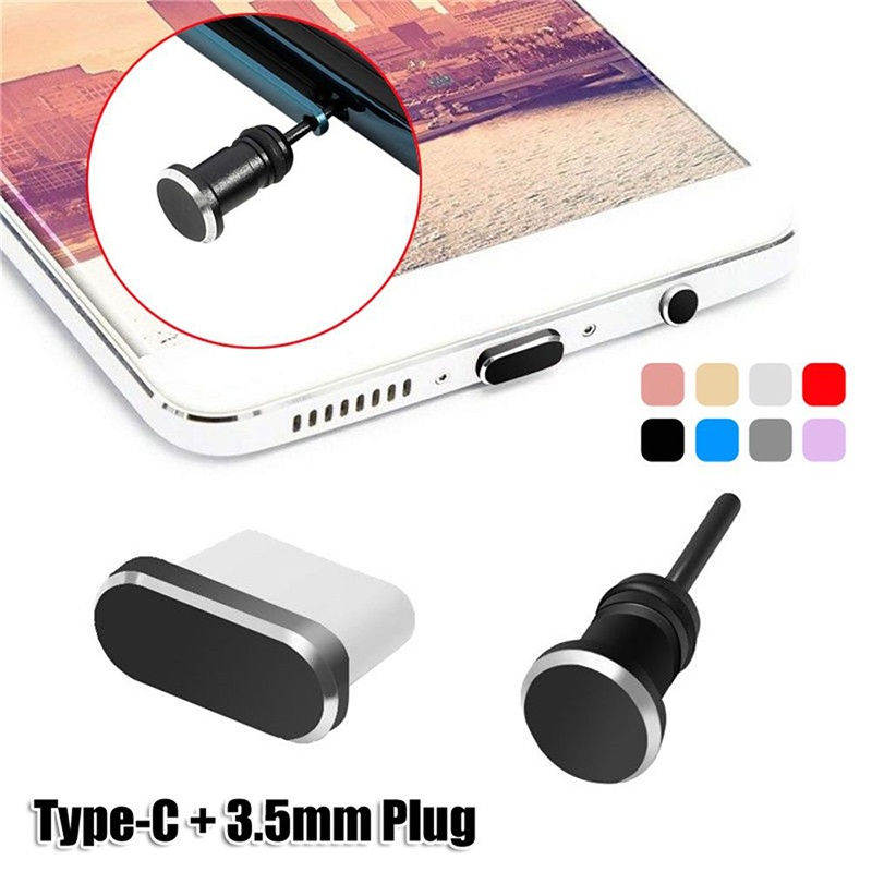 Spina antipolvere Tipo C Porta di ricarica del telefono Auricolari da 3,5 mm Jack USB C Spina antipolvere Accessori per Samsung iPhone Huawei Xiaomi
