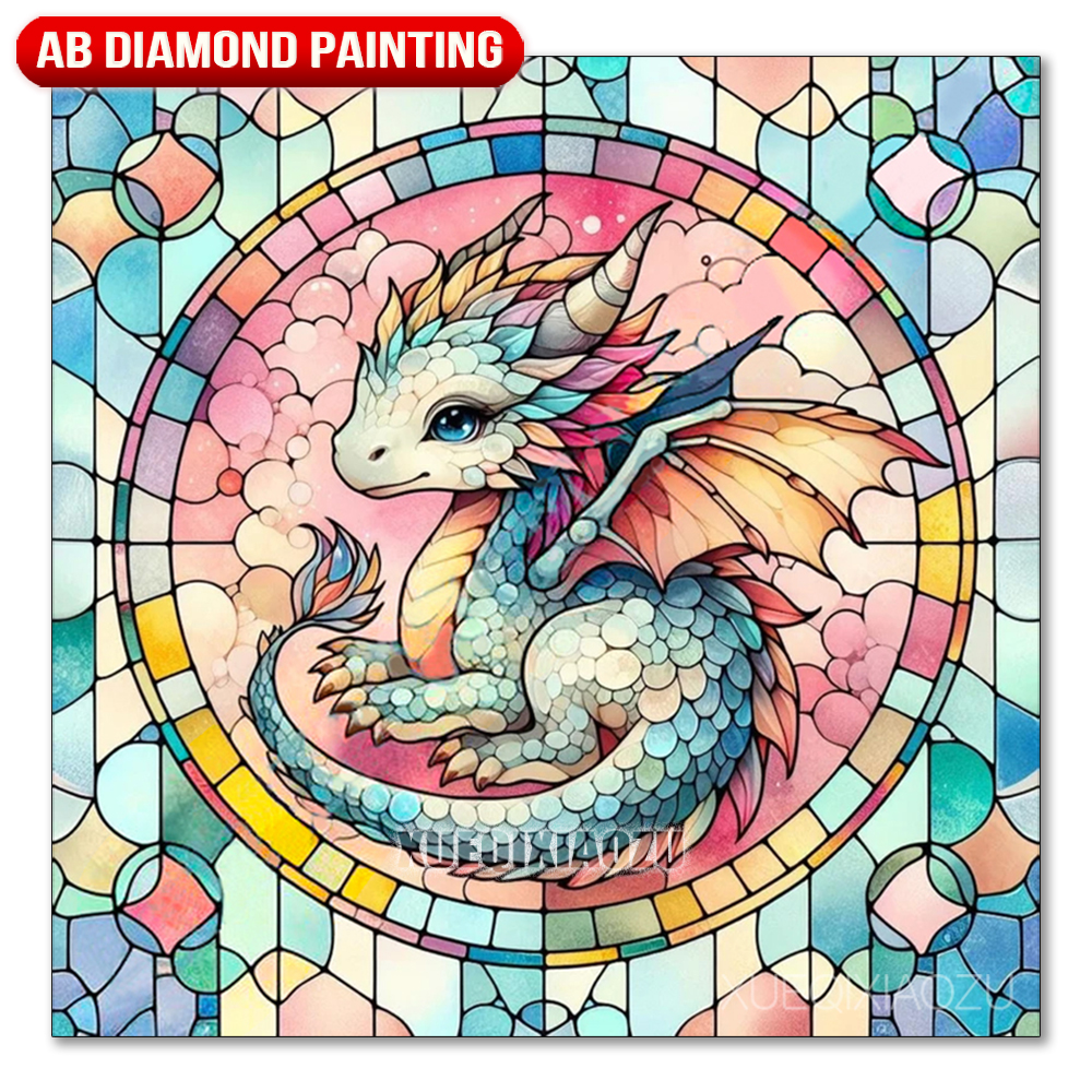 AB Mosaic Diamond Painting, Beija-flor e Floral Baby Dragon Artwork Craft para decoração espacial, presente popular para hobbyistas