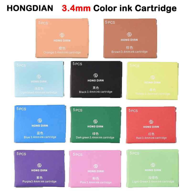 HONGDIAN 5/10/15 sztuk 3.4mm kolorowy wkład atramentowy wkład pióro wieczne biuro szkoła papiernicze materiały atramentowe pióro wieczne atrament