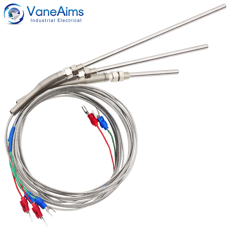 VaneAims Termopar M8 0,5 m 1m 2m 3m Tipo K J PT100 50mm 100mm 150mm 200mm Sensor de temperatura de sonda de resorte de compresión 0-400 ℃