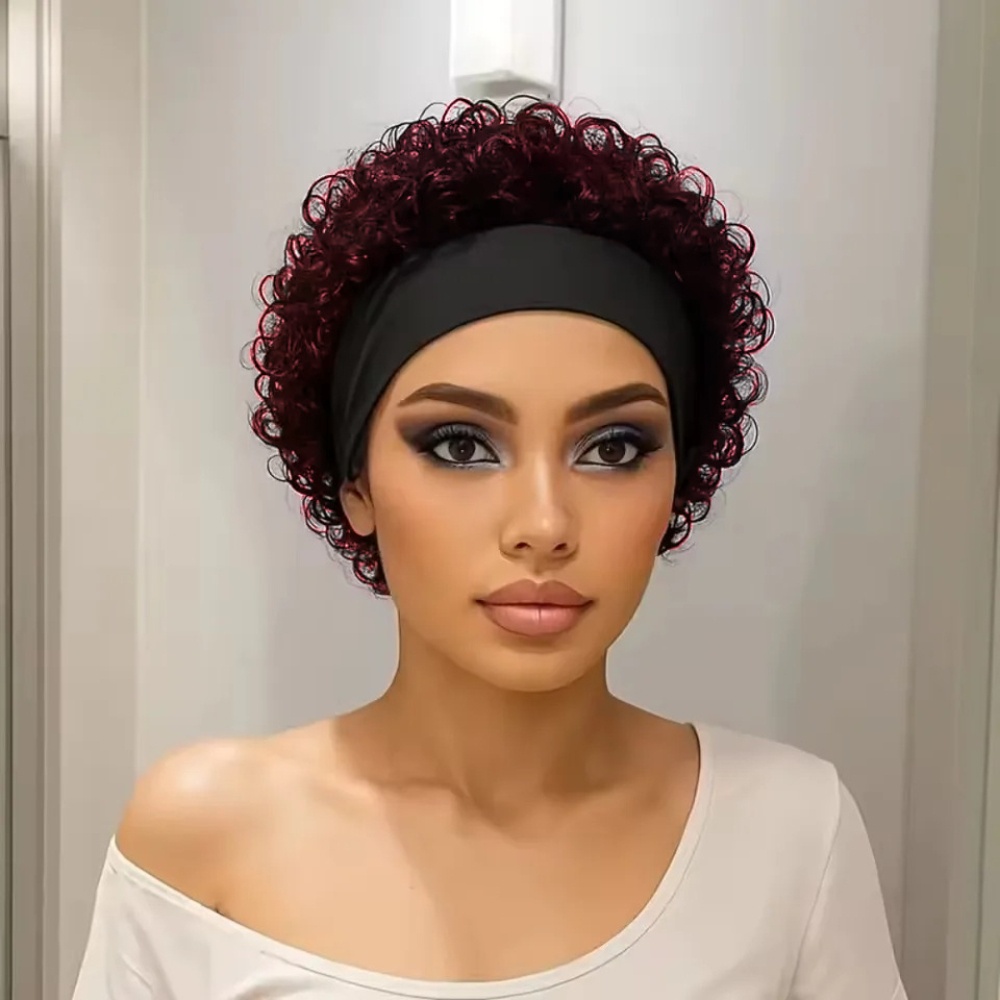 Peruka z włosów naturalnych z falowaną grzywką, kręcony bob dla kobiet, peruka pixie cut z prawdziwych włosów, wykonana maszynowo, z czepkiem.