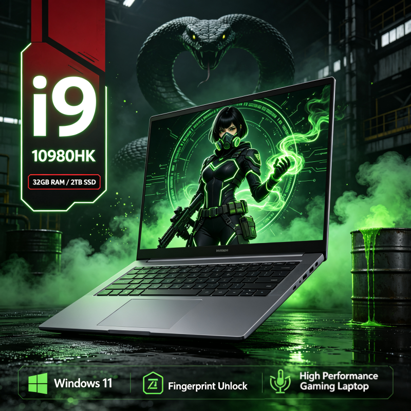 แล็ปท็อปเกมมิ่งขนาด 15.6 นิ้ว FHD 1080P IPS บางเฉียบ โปรเซสเซอร์ Intel Core i9-10980HK แรม 32GB ความจุ 2TB ระบบปฏิบัติการ Windows 11 Pro คีย์บอร์ด RGB Backlit