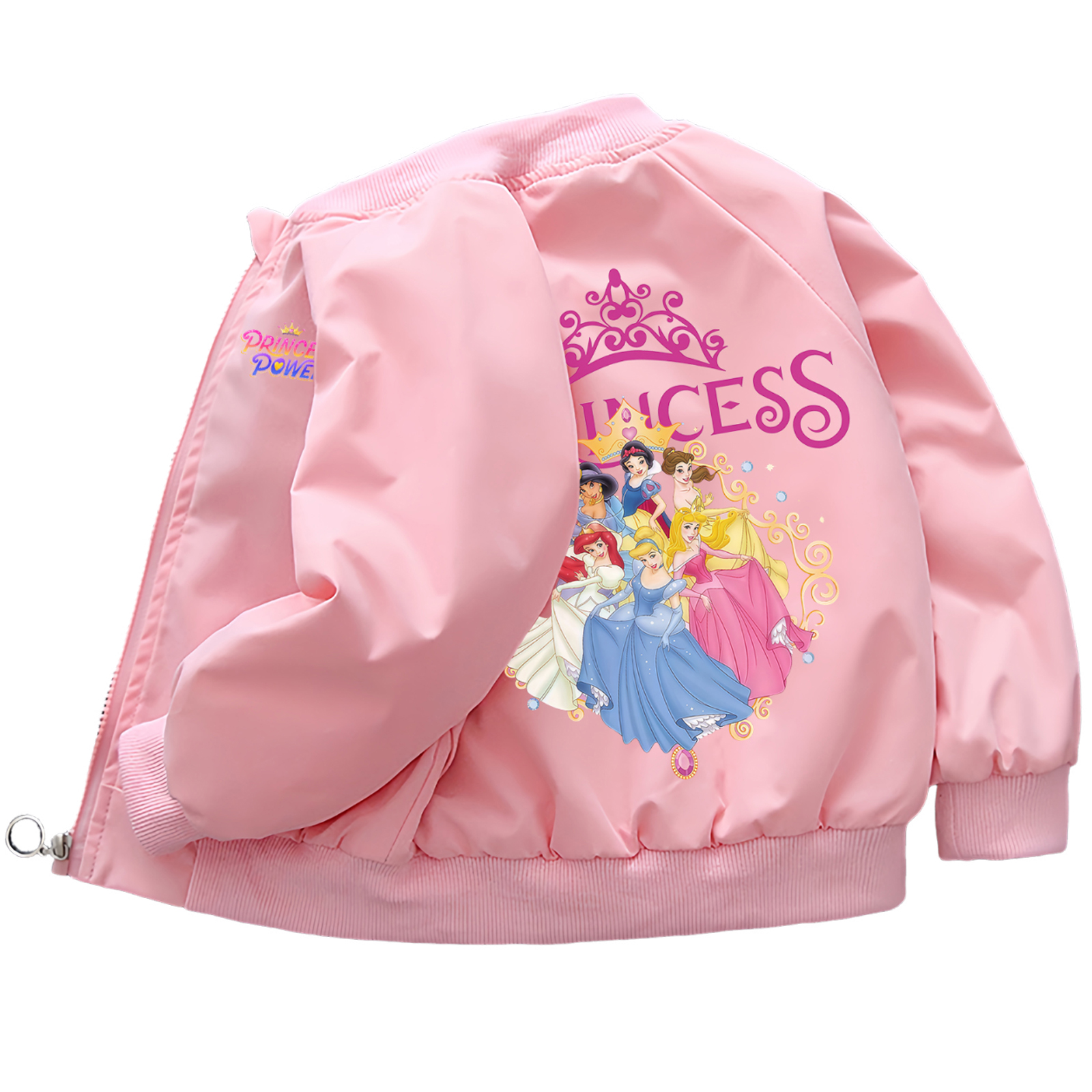 Chaqueta cortavientos de princesa de Disney para niñas, abrigo informal de primavera 2026, diseño dulce de Blancanieves, Cenicienta y Jazmín, ropa exterior para niños de 2 a 12 años