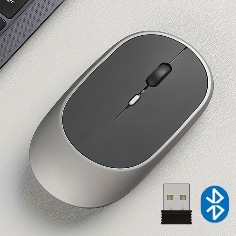Ratón inalámbrico recargable para Gamer, modos duales, compatible con Bluetooth, 2,4G, USB, silencioso, para portátil, tableta, Macbook Mause