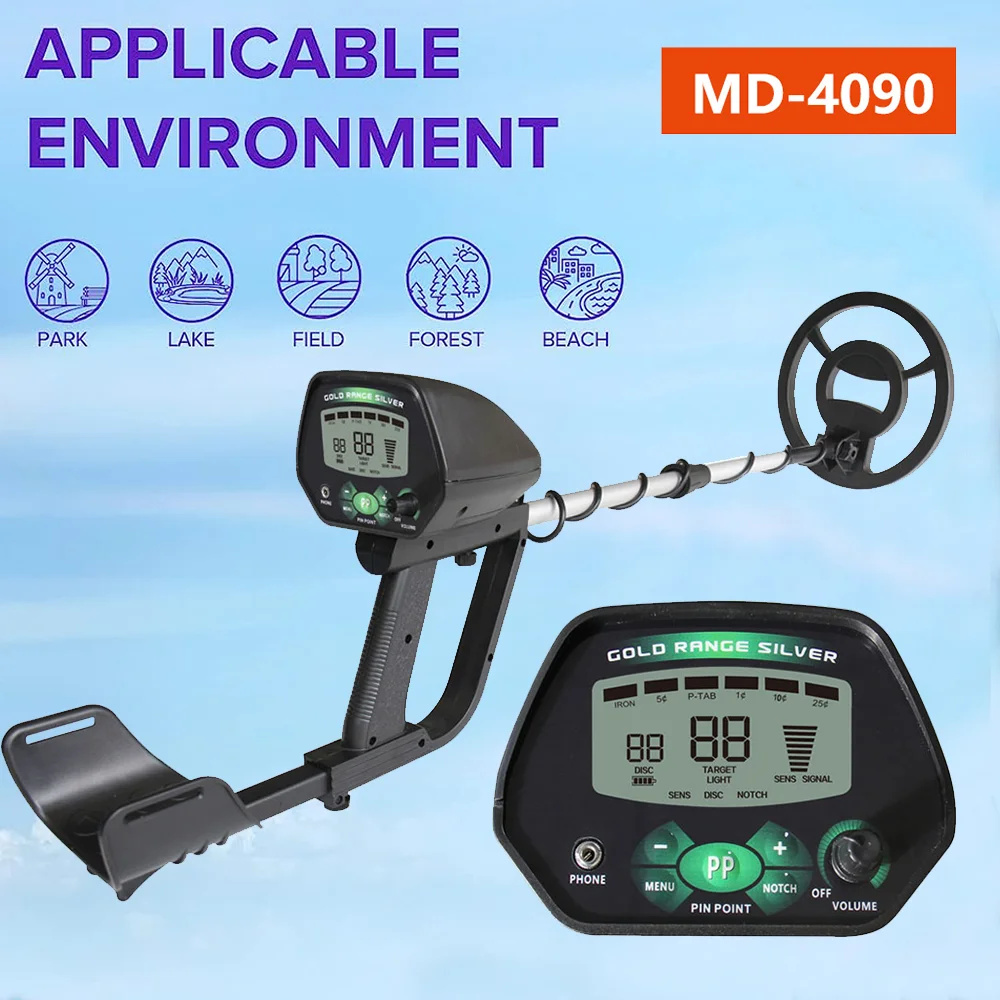 MD-4090 détecteur de métaux LCD souterrain professionnel de haute précision nouveau avec fonction de mémoire rétro-éclairage réglable