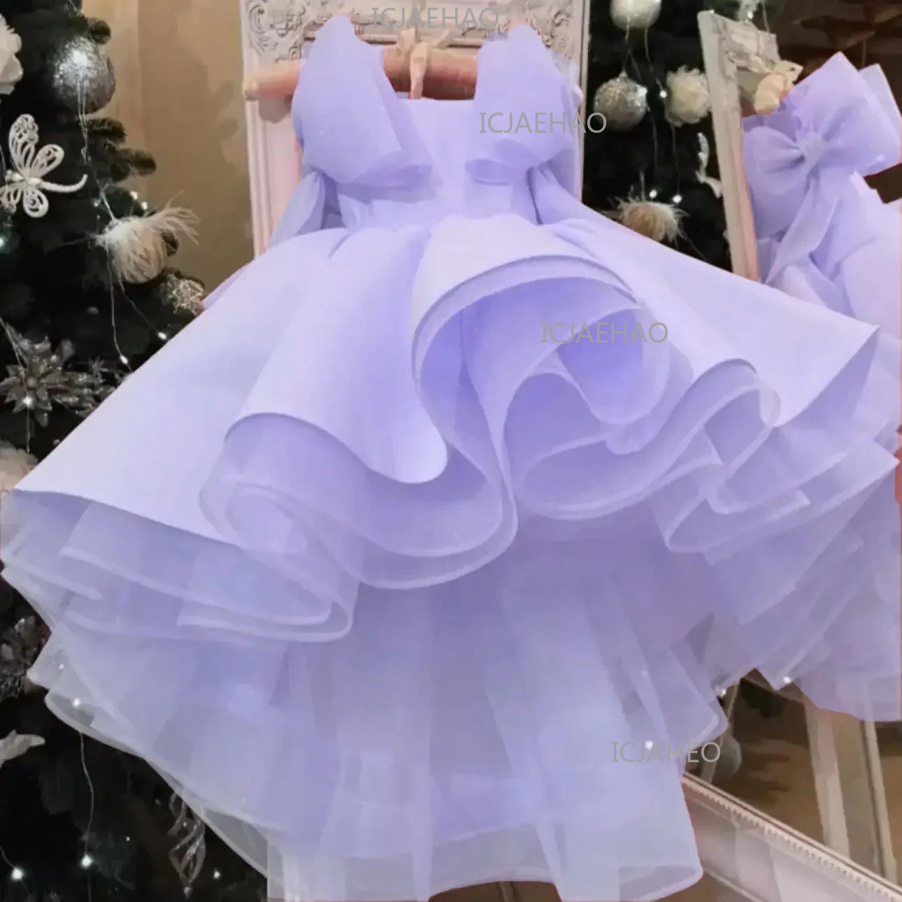 Formelles, bauschiges Prinzessinnenkleid für Kinder mit Schleife, modisches, stilvolles Party- und Auftrittskostüm für kleine Mädchen zum Geburtstag