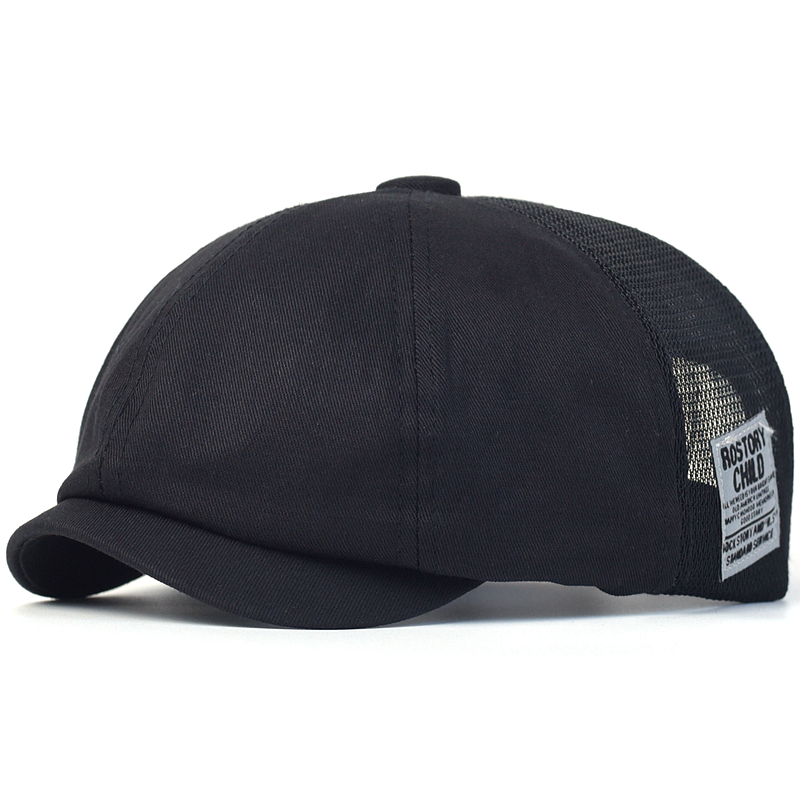 Berretto da strillone in rete estiva Cappello ottagonale Peaky in cotone traspirante Berretto casual vintage Berretto solido Visiera Gatsby Cappello piatto edera