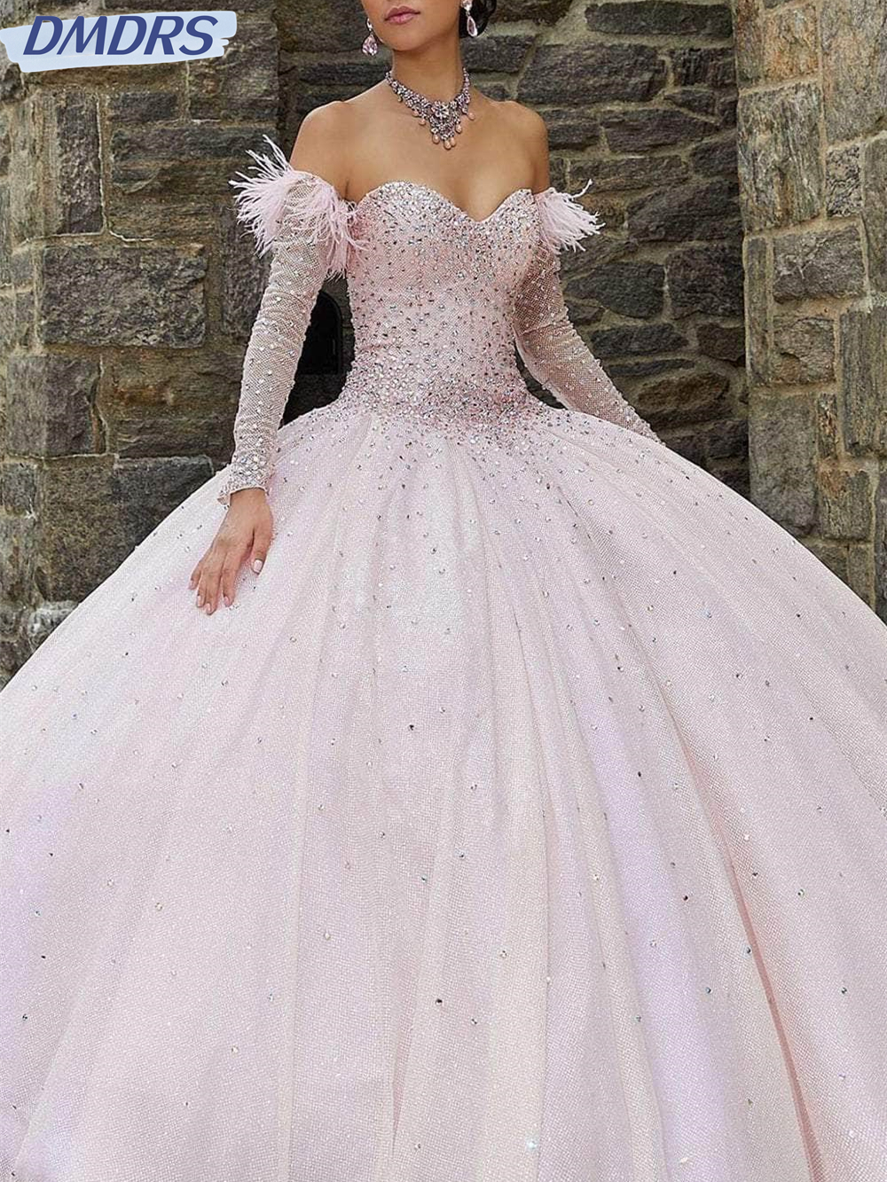 Elegante vestido de baile fora do ombro A, graciosos vestidos de noite, manga comprida, vestidos até o chão, clássico, 2024