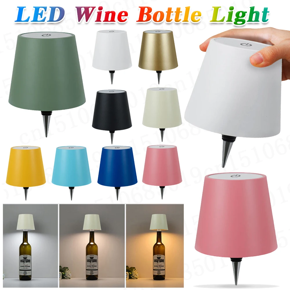 Lampe LED sans fil pour bouteille de vin, contrôle tactile, Vases rechargeables, barre lumineuse, support de lampe en forme de champignon, veilleuse de décoration
