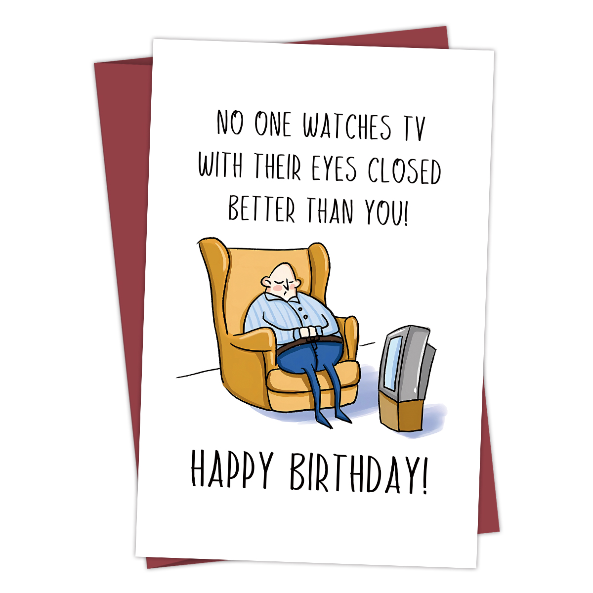 Tarjeta de cumpleaños creativa divertida, tarjeta de cumpleaños divertida para papá, marido, abuelo, ver televisión con ojos cerrados, tarjeta de agradecimiento, 1 ud.